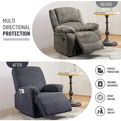 Kincam Recliner Covers, Stretch Reclining Chair Covers, Recliner Sofa Slipcovers Stripe Jacquard Recliner Couch Covers Furniture Protector Covers For Pet Kid thumb #2