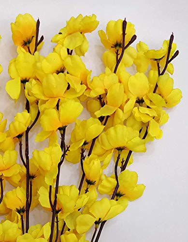 Image of Coolkart Orchid Artificial Flower Bunch, Yellow | Pack of 1 Bunch /7 Sticks, For Home Office Restaurant Decoration, Real Looking, Made in India
