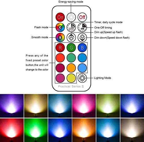 HYDONG GU10 LED Bulbs Warm White 6W RGB Spotlight Bulb, 12 Colors, Dimmable by Remote Control for Track Lamp, Recessed Ceiling Light - 10 Pack