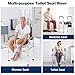 Roylvan Raised Toilet Seat with Handles -HSA 400LB Adjustable Width Height Elevated Toilet Seat Riser for Seniors with Cozy Padded Armrests Handles Paper Holder Bedside Commode for Elderly, Silver