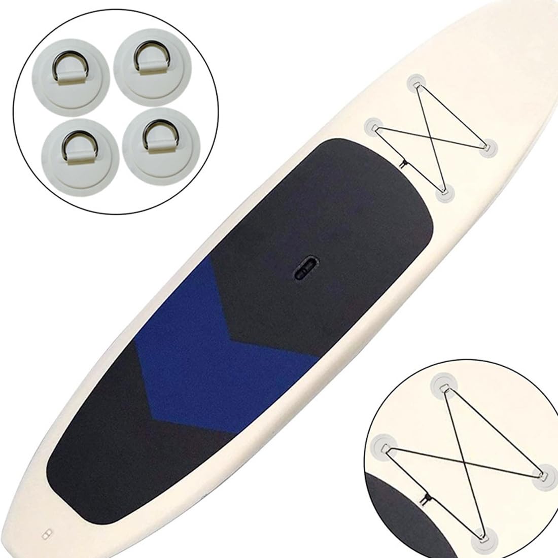 4Pcs Patch D-Ring pour Bateaux Pneumatiques,Patchs en Forme De D en Acier Inoxydable pour Bateau Pneumatique, Kayak, Canoë,Canoë, Rafting - Colle Non Incluse,D-Ring Paddleboard Accessoires