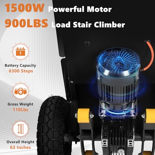 Carretilla eléctrica para escaleras 1500W con llantas antideslizantes 10" miniatura 2