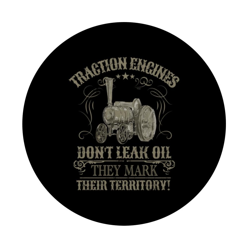 Steam Traction Engine Retirement Idea For Men & Steam Engine PopSockets Adhesive PopGrip, Black - Image 3