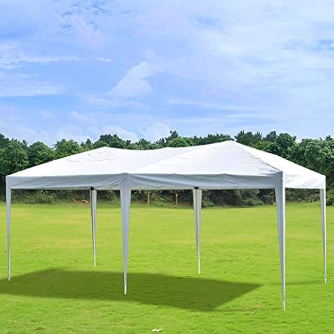 charaHOME 10 x 20 ft Heavy Duty Ez Pop Up Gazebo Canopy Tent for Outdoor Portable Gazebo Pavillion for Wedding Part Camping Patio BBQ Beach Without Sidewalls (White) Cover