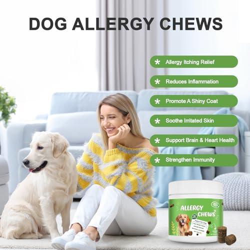 Dog Allergy Chews, Probiotics for Dogs, Dog Itching Skin Relief for Skin and Paw Licking, Dogs is Human Multivitamin Itch Relief for Seasonal Allergies-Chicken Flavor, 90Pcs #1