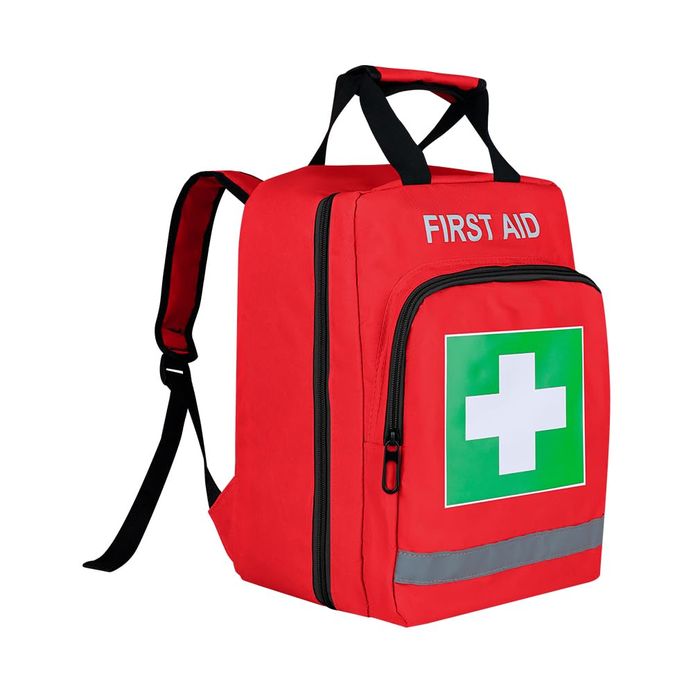 Red Emergency Bag First Aid Backpack Empty Medical First Aid Treatment First Responder Trauma Bags for Camping Cycling Outings Daycare
