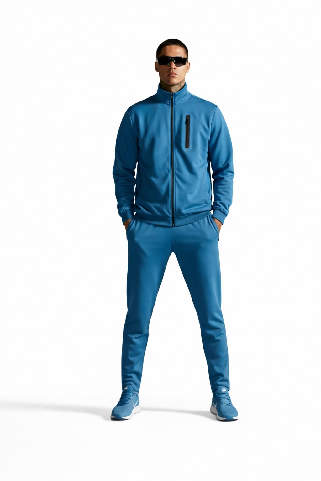 unifringe Men Blue Solid Track Suit with Zip-Up Jacket and Joggers | Regular Fit | Sports & Athleisure Wear Men's Track Suit Breathable, Stretchable, and Lightweight Athletic Wear for Gym, Running, and Casual-picture-17