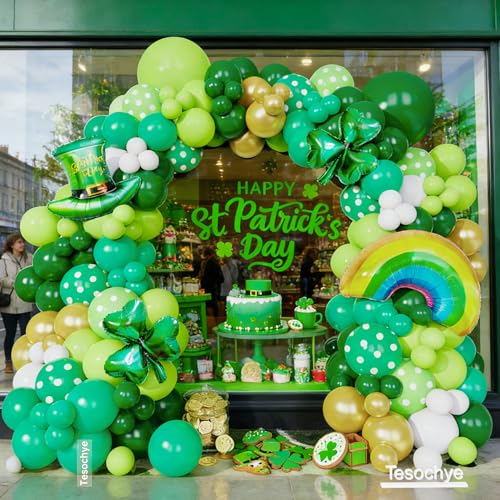 Ballons Saint-Patrick durables vert blanc or avec trèfle pour anniversaire - 5