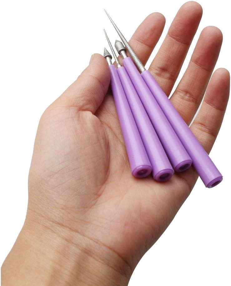 Pengxiaomei Diamond Tipped Bead Reamer, 4 Pcs Beading Hole Enlarger Tool for DIY Jewelry Making
