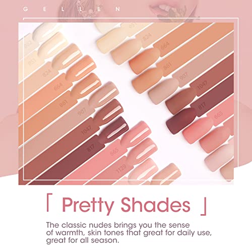 Gellen Nude Dip Powder Nail Kit, 12 Colors Acrylic Dipping Powder Nail Kit, Fall Winter Nail Dip Powder Colors - Classic Nudes Dip Manicure #TOP1