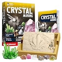 EDUMAN Gemstone & Crystal Dig Kit - Kids' Crystal Growing & Digging Set with 7 Minerals & Rocks, Experiments Science Kits for Kids, Educational STEM Geology Toy Gift for Boys Girls