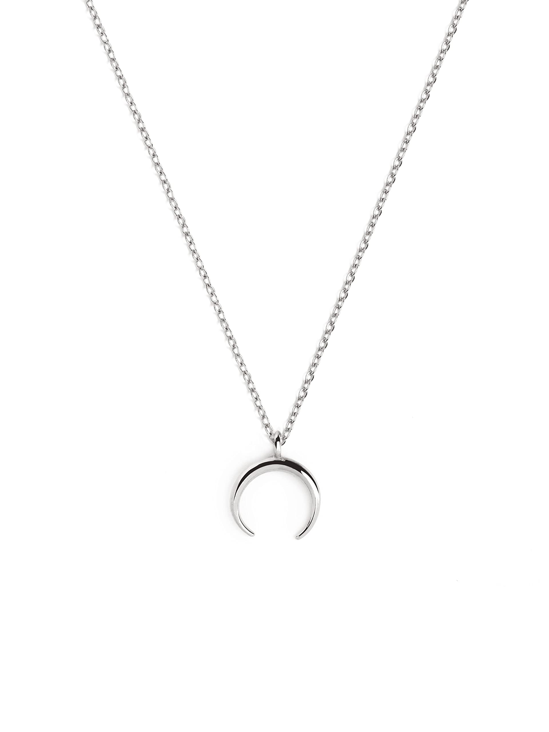 SINGULARU Collar Moonset - Colgante en Plata de Ley 925 con Media Luna - Cadena de Talla Unica - Joyas para Mujer - Hecho en España - Varios Acabados