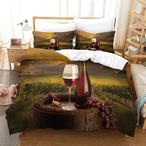 Housse de couette verre à vin 3D en microfibre résistante et finitions haut de gamme - 3