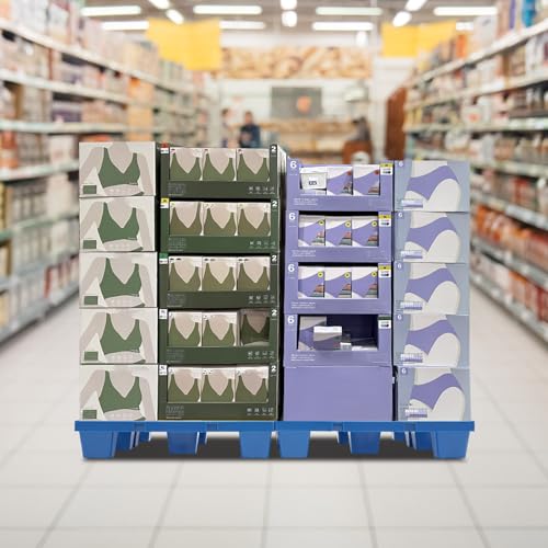 FIPINIXK 4PCS Plastic Pallets Breathable Grid Pallets with Drainage Holes Portable Plastic Pallet for Supermarkets Offices Storage Rooms 220 LBS Load-Bearing Capacity, Blue