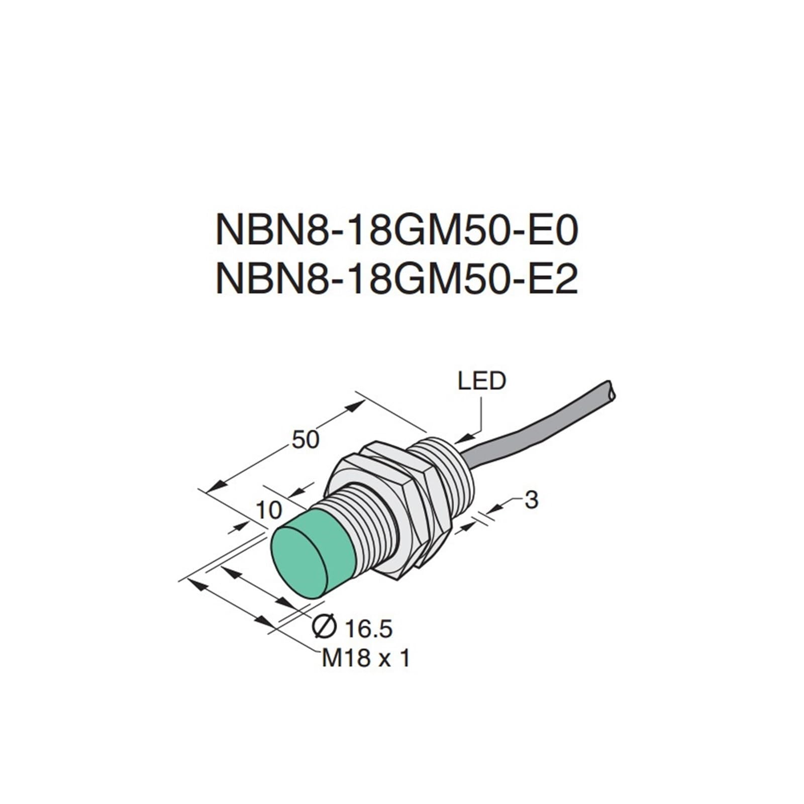 Näherungsschalter M18 Three-Wire NPN Normally Open DC 10-30v Proximity Switch NBN8-18GM50-E0/E2(PNP)(E2)