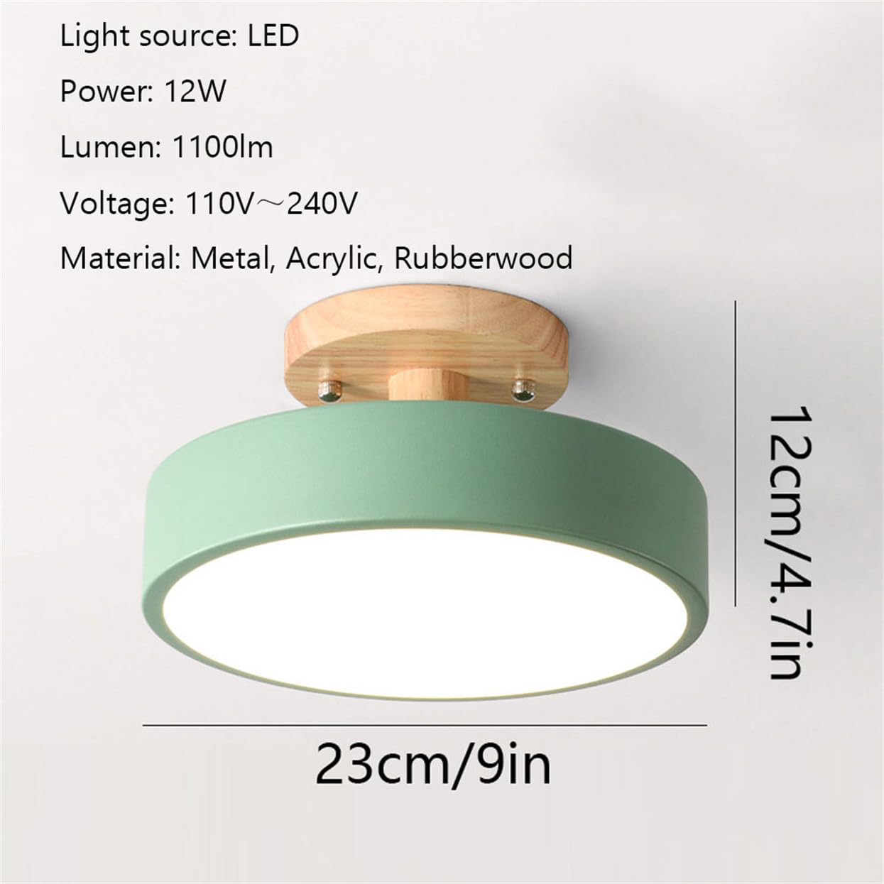 Plafoniera Semi-incasso Schoolhouse Fixture, Colore Verde, 18W
