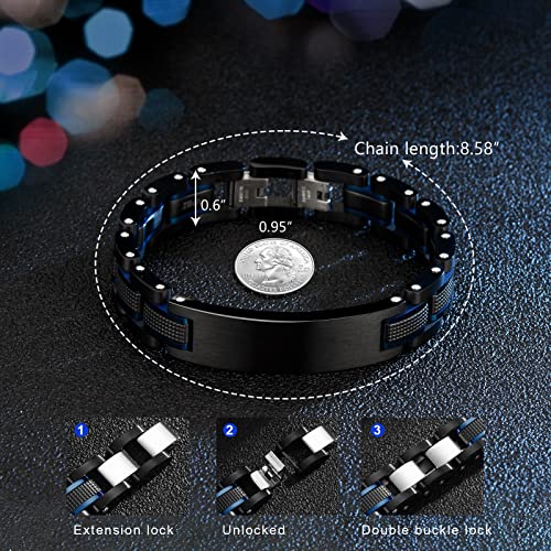 Men's initials bracelet - blue and black double spelling, men's bracelet stainless steel. Elegant and durable with gift box4