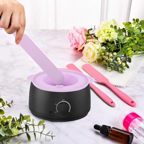 Image of 6Pcs silicone wax applicator Non-stick Waxing Applicator Hair Removal Sticks Applicator Spatula Reusable Hard Wax Scraper for Home Salon Body Use (Purple)