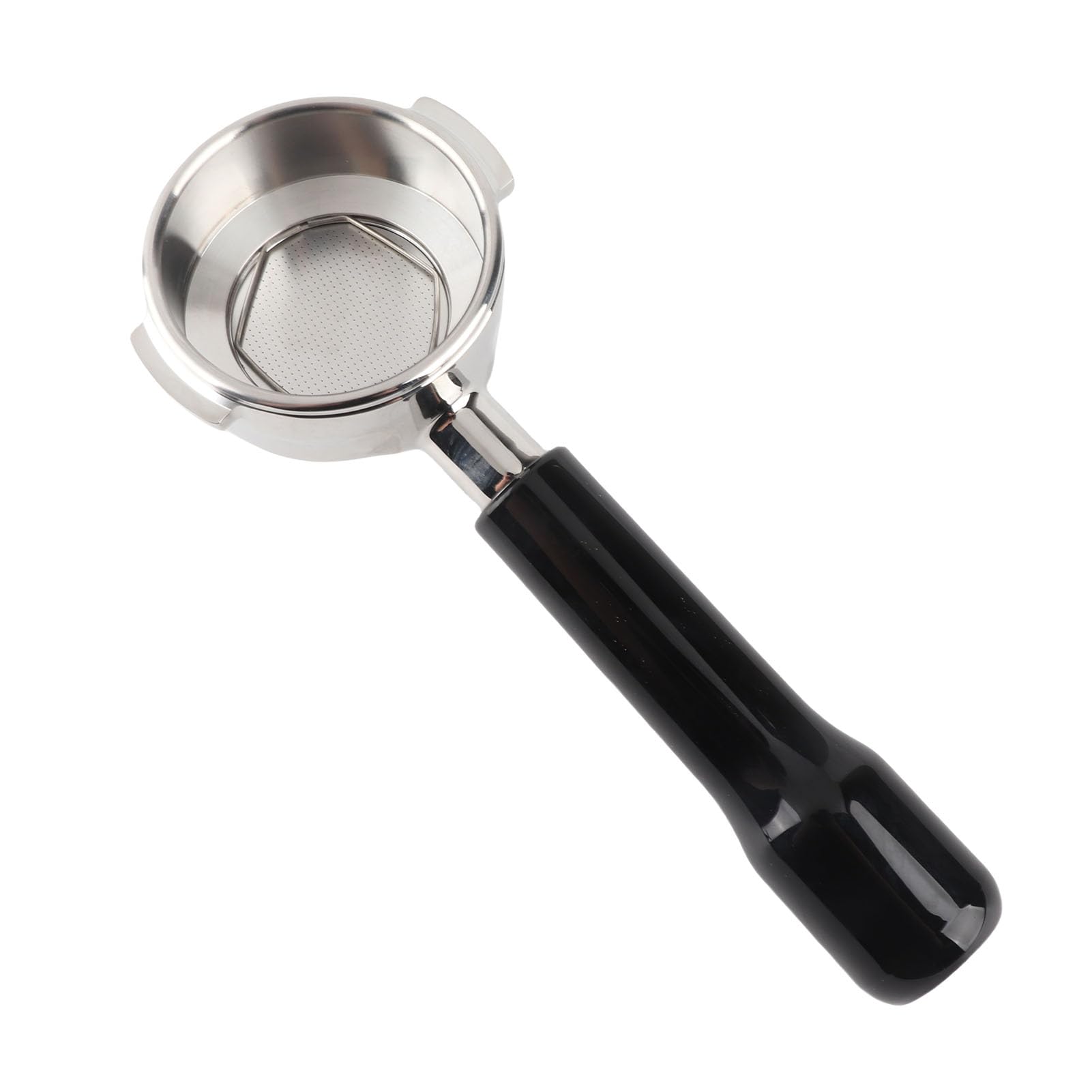 Portafiltro de café de 58 mm con un solo caño, portafiltro de acero inoxidable de malla fina con agarre cómodo, diseño desmontable para la mayoría de las máquinas de espresso comer (Negra)