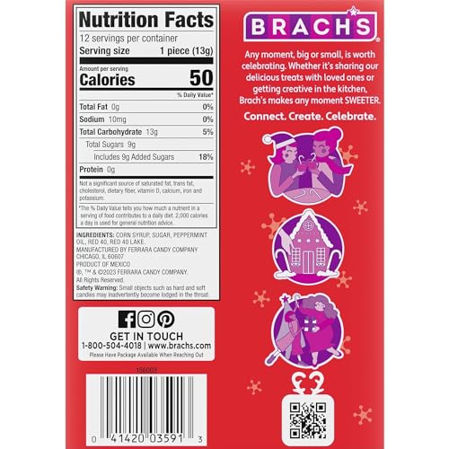 image for Sweetsome Brachs Bobs Red & White Peppermint Candy Canes, Naturally Fl