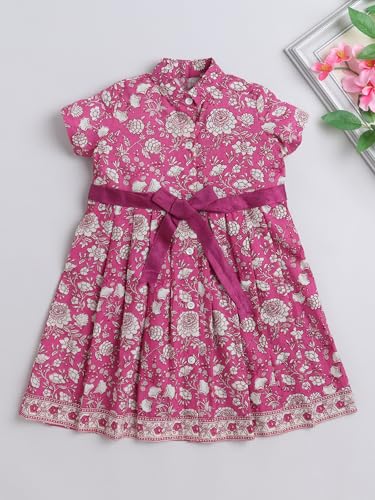 Image of The Magic Wand Printed Dresses for Kids Baby Girls, Fancy Stylish Knee Length One Piece Midi Frocks for Girls, Casual Dress for Summer Season