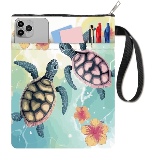 CRASPIRE Turtle Book Sleeve with Zipper Book Cover for Paperbacks with Pocket 11 x 8.7 Inch Washable Book Pouch Gifts Reader Librarian Bookish for Bookworm Protector Flower Botanical Floral
