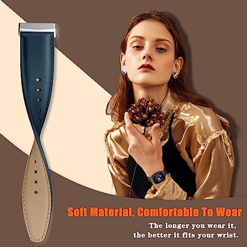 KoGiio Vintage Leather Strap for Fitbit Versa 4/Versa 3/Sense 2/Sense Men Women Replacement Soft Watch Straps, blue - Image 4