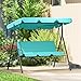 Outsunny 3-Seat Outdoor Patio Swing Chair with Removable Cushion, Steel Frame Stand and Adjustable Tilt Canopy for Patio, Garden, Poolside, Balcony, Backyard, Green