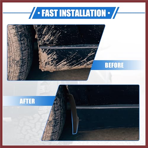 Image of Mud Flaps Kit Compatible for Nissan Frontier 2005-2023, Quality Plastic Black Front and Rear Splash Guards Replace Parts
