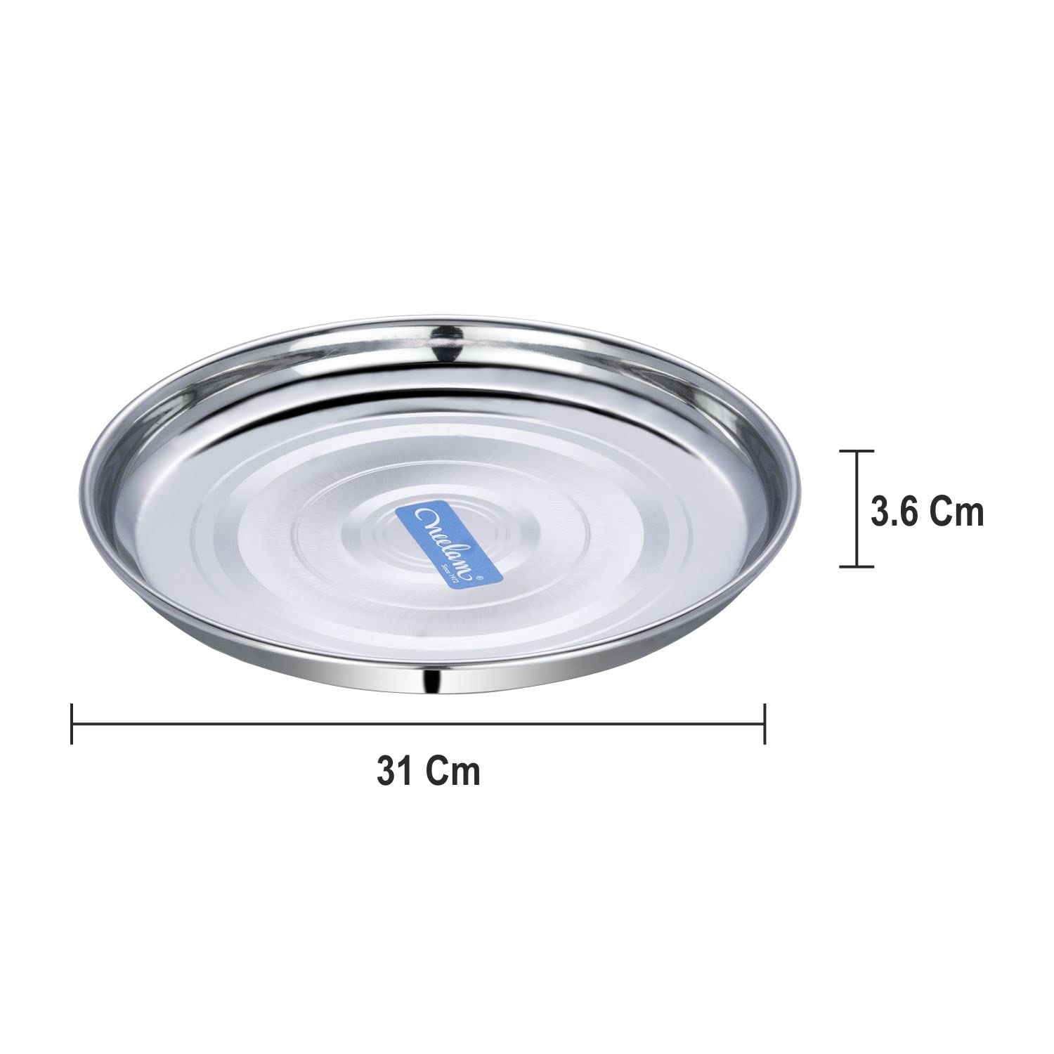 Neelam Stainless Steel 12, 22 Gauge Diamond Thali, Perfect for Daily Use, Special Occasions, Durable Quality Food Grade Material, Stylish Look, Ideal for Home & Restaurant, For Lunch, 31 cm, Set of 12 3
