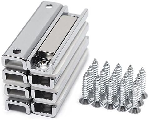 CMS Magnetics Heavy Duty Neodymium Channel Magnets w/Countersunk Holes 45 LB Holding Power Mounting Magnets for Doors, Cabinets, Gun Holders - 8 Pack w/ 16 Screws Included