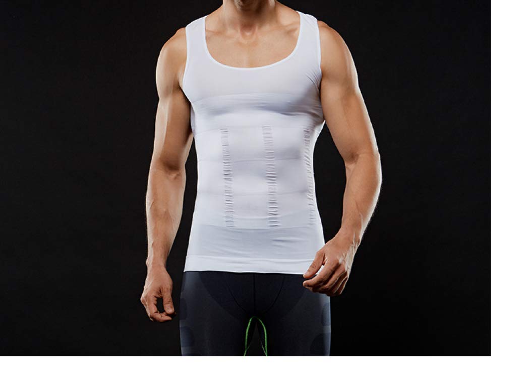 Jolie Body Shaper Per Uomo Gilet Dimagrante Pancia Addominale Perdere Peso Compressione Camicia Indumento Per Modellare,Black,S - Foto 10