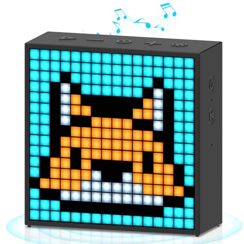 Divoom Timebox EVO Pixel Art - Altavoz Bluetooth LED con Control popr Medio de la aplicación - Altavoz inalámbrico portátil Inteligente con Graves potentes - Micrófono (Color Negro)