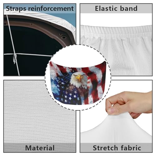 Image of Bald Eagle USA Flag Design Hood Cover for Car Sedan SUV Truck, 59x39 Inch Waterproof Sun Proof Car Hood Wrap Blankets, Universal Automotive Decorative Accessories
