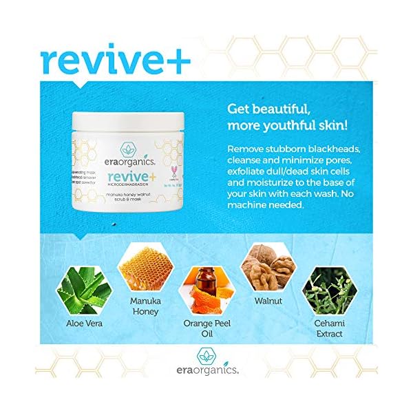 Era-Organics-Microdermabrasion-Facial-Scrub-Face-Exfoliator-Spa-Quality-Exfoliating-Face-Mask-with-Manuka-Honey-Walnut-Moisturizing-Facial-Exfoliant-for-Dry-Skin-Blackheads-Wrinkles-Acne Era Organics Microdermabrasion Facial Scrub & Face Exfoliator - Spa Quality Exfoliating Mask with Manuka Honey Walnut Moisturizing Exfoliant for Dry Skin, Blackheads Wrinkles (2 oz)
