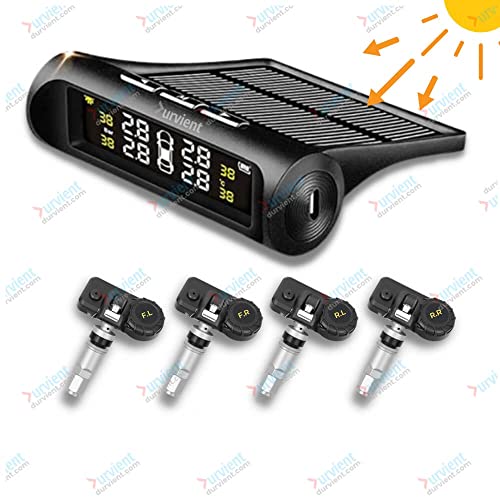 Image of com Solar Powered TPMS Tyre Pressure Monitoring System Dashboard Display (Internal Sensor)