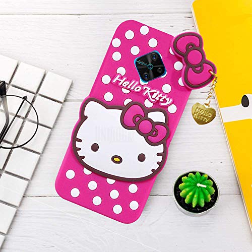 Image of Unirock Hello Kitty Back Case Cover for Vivo S1 Pro| 3D Cute Hello Kitty Case |Soft Silicone Rubber Back Cover with Pendant Kitty Cover for Vivo S1 Pro