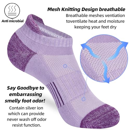 ATBITER Womens Ankle Socks 6 Pairs Cushioned Running Athletic No Show Socks With Tab3
