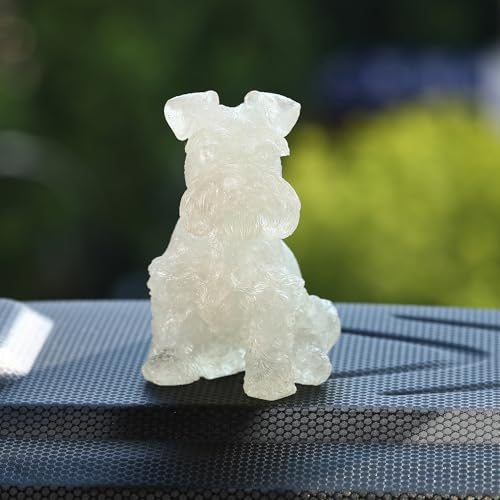 Figura de perro Schnauzer en cristal blanco de 4 pulg miniatura 6
