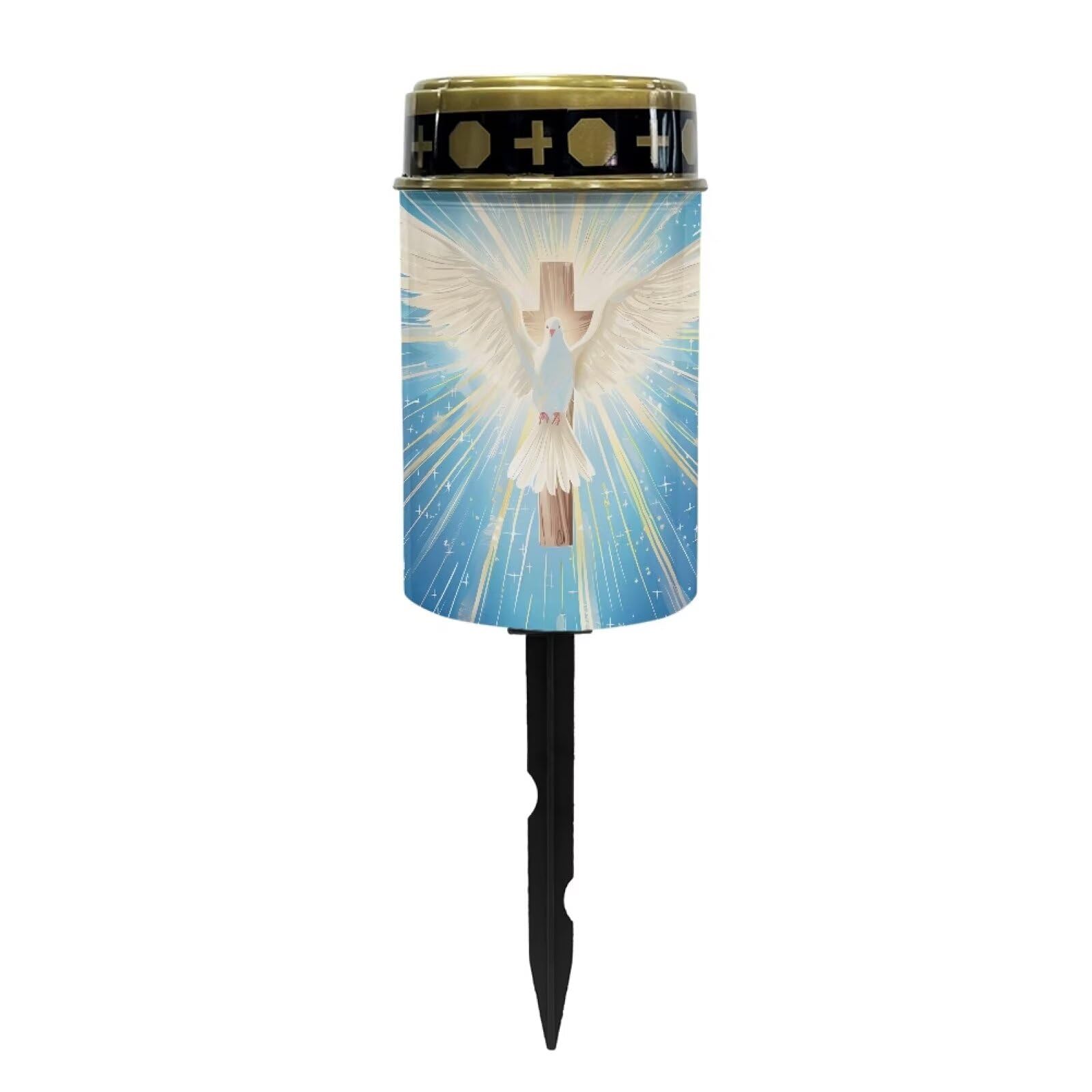 Cross Pattern Solar Garden Light Waterproof Garden Solar Lights for Grave Pathway Dove of Peace Candles Night On Automatically