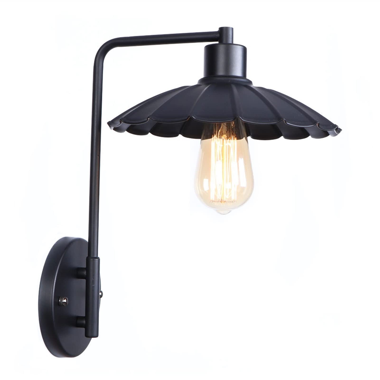 VDOQTLJT European Wall Light Retro Lamp V-intage Wrought Iron Lampshade Lighting Fixture Bedroom Bedside Living Room Study Cafe Dining Bra Sconce Chandelier
