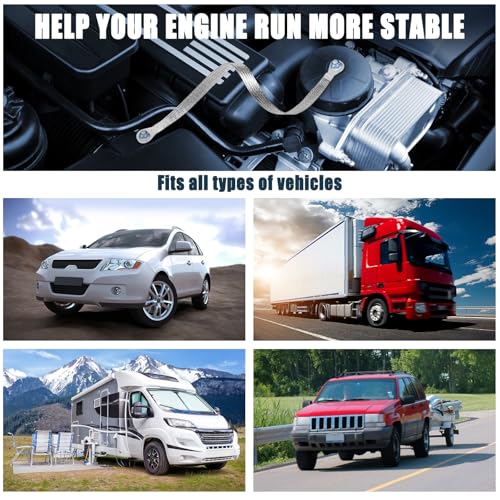 8pcs Ground Straps, 10/13/15/20 inch Grounding Strap Professional Vehicle Engine Grounding Strap Copper Braided GroundStrap Automotive Ground Straps Wire GroundStrap for Most Cars (Silver-Thicken)