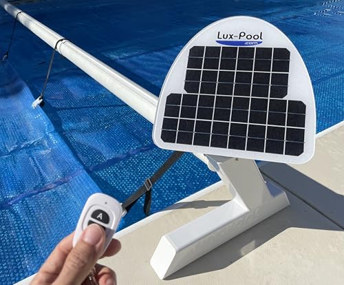 Solar Battery Charged, Motorized Solar Blanket Reel Roller (White) - Click-of-Button Simple...