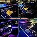 Jushope Acrylic LED Lights - Interior Car Ambient Lighting Kits with Dynamic Rainbow Dream Color Chasing, Music Sync (10 in 1(4*29.5+43.3+14.5 inches+4 Footwell Lights))