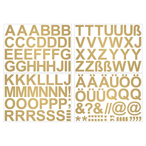 Yooyan Gold Glitzer Buchstaben Aufkleber - 10 Bögen Selbstklebend Für DIY Projekte