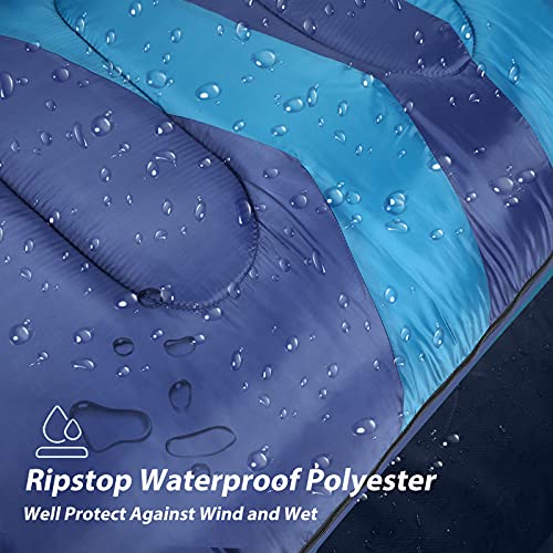 Saco de dormir URPRO azul para 1 persona, 3-4 estaciones, resistente al agua, ligero y portátil con bolsa de compresión miniatura 4