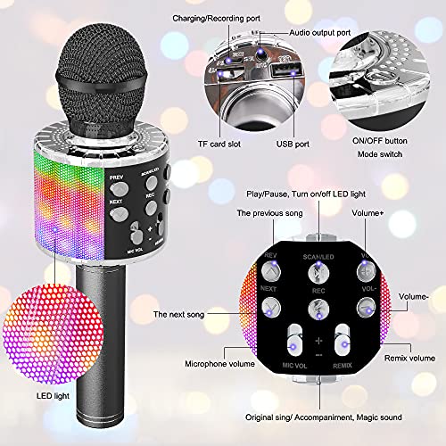 Ankuka bluetooth-karaoke-microfoon, draadloze microfoon met ingebouwde luidsprekers, handheld karaoke microfoon voor… - Image 3