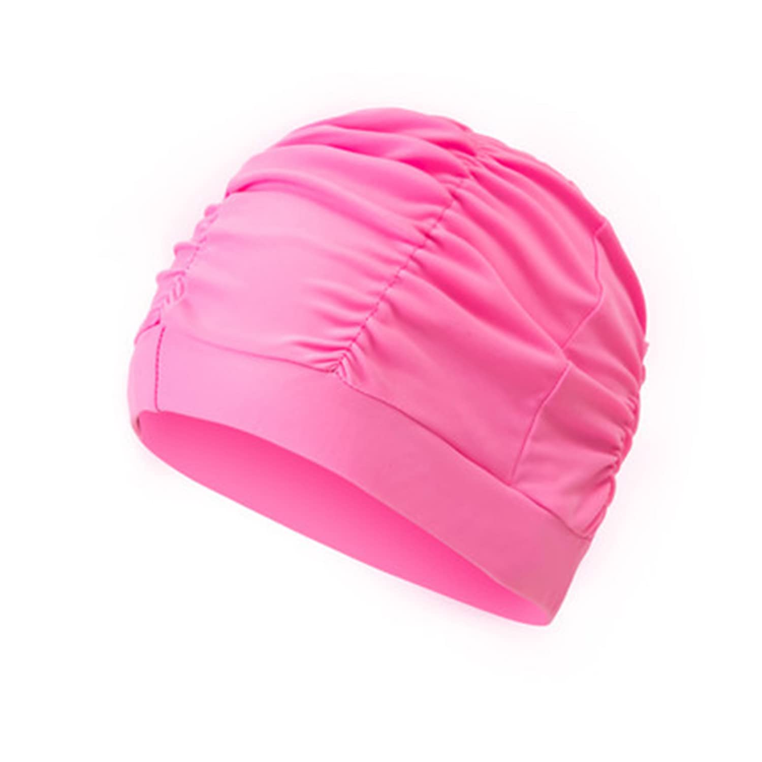 Women Pleated Swimming Cap Ladies Swimming Hat Long Hair Swim Cap Super Elastic Bathing Caps Comfortable Turban Hat Beach Surfing Ears Protection Caps for Long Hair Short Hair Curly Hair — image 1