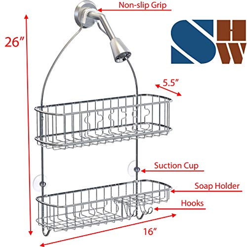 Simple Houseware BO-040-1 Bathroom Hanging Shower Head Caddy Organizer, Chrome thumb #2