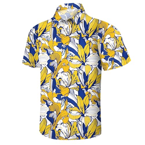 Image of Hawaiian Shirt for Men Tropical Shirts Summer Beach Button Down Short Sleeve Luau Aloha Floral Cruise Vacation Outfit 2026